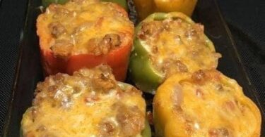 Slow Cooker Beef and Rice Stuffed Peppers